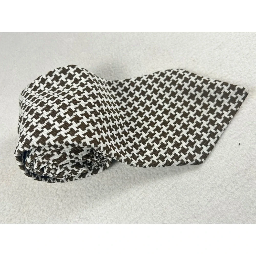 Unbranded Houndstooth Necktie Mens One Size Brown Classic